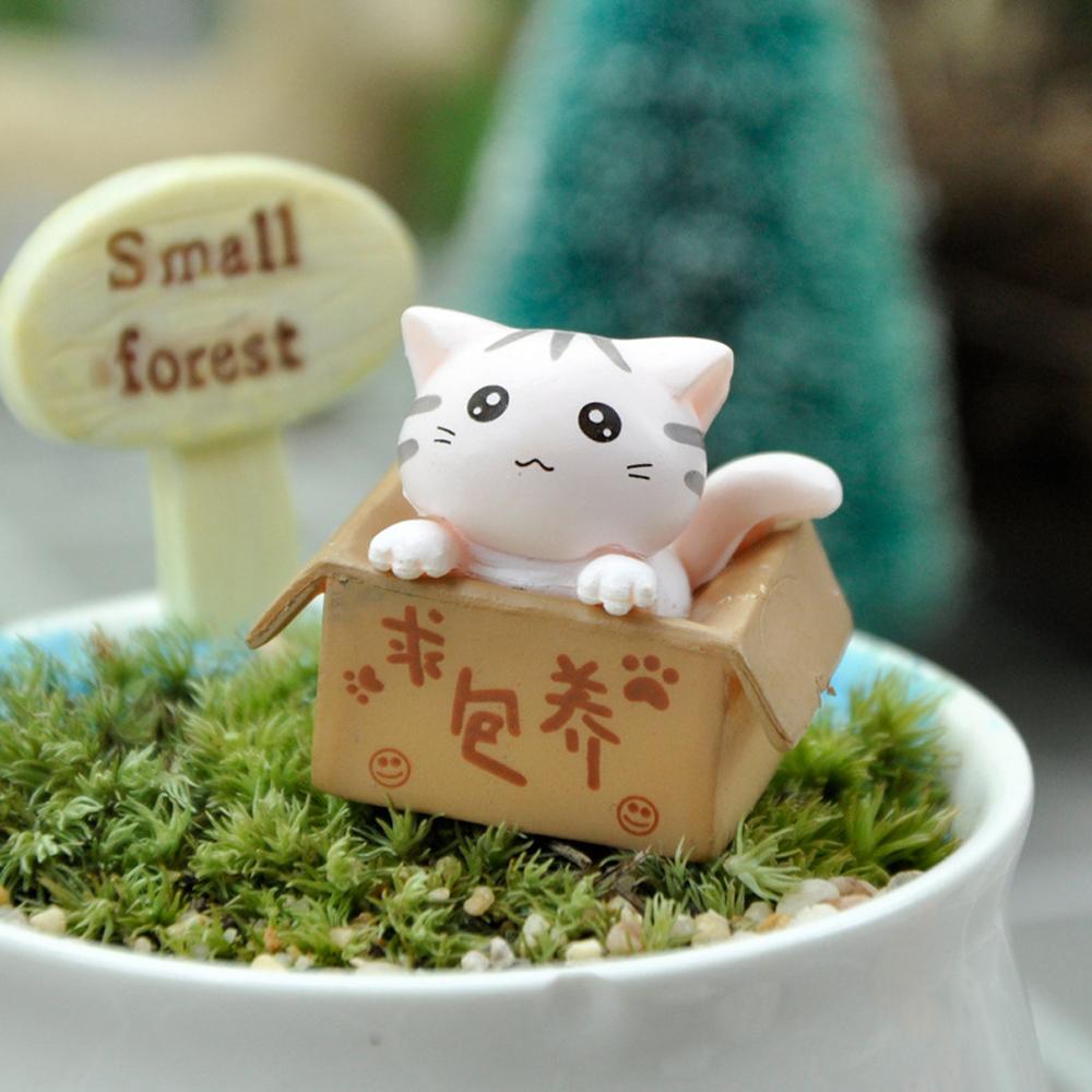 1/4 Pcs Kawaii Mini Cat Ornament Garden Kitten Statue Gift for Kids Children Baby Room Decoration Toy Miniature Figurines Home D
