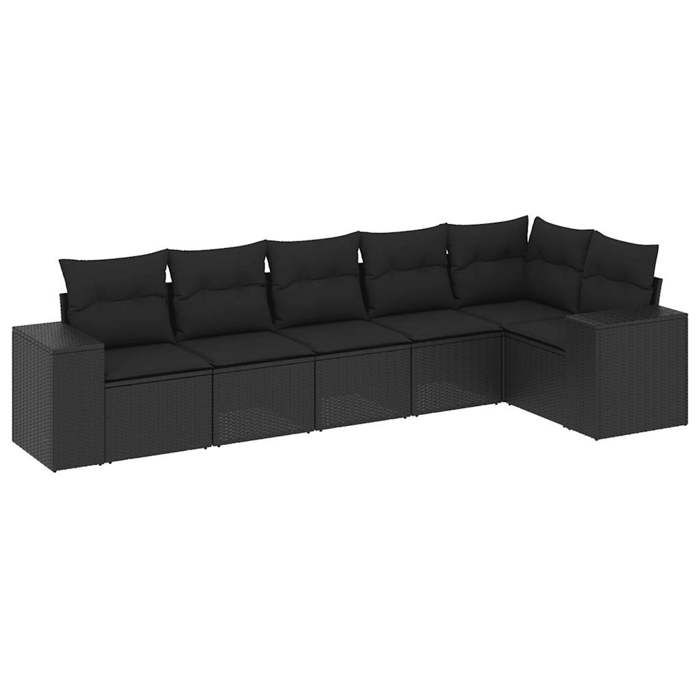 VidaXL Garden Lounge Set with Cushions 6 Pcs, Patio Sofas, Patio Furniture Set, Outdoor Furniture, Black 3222584