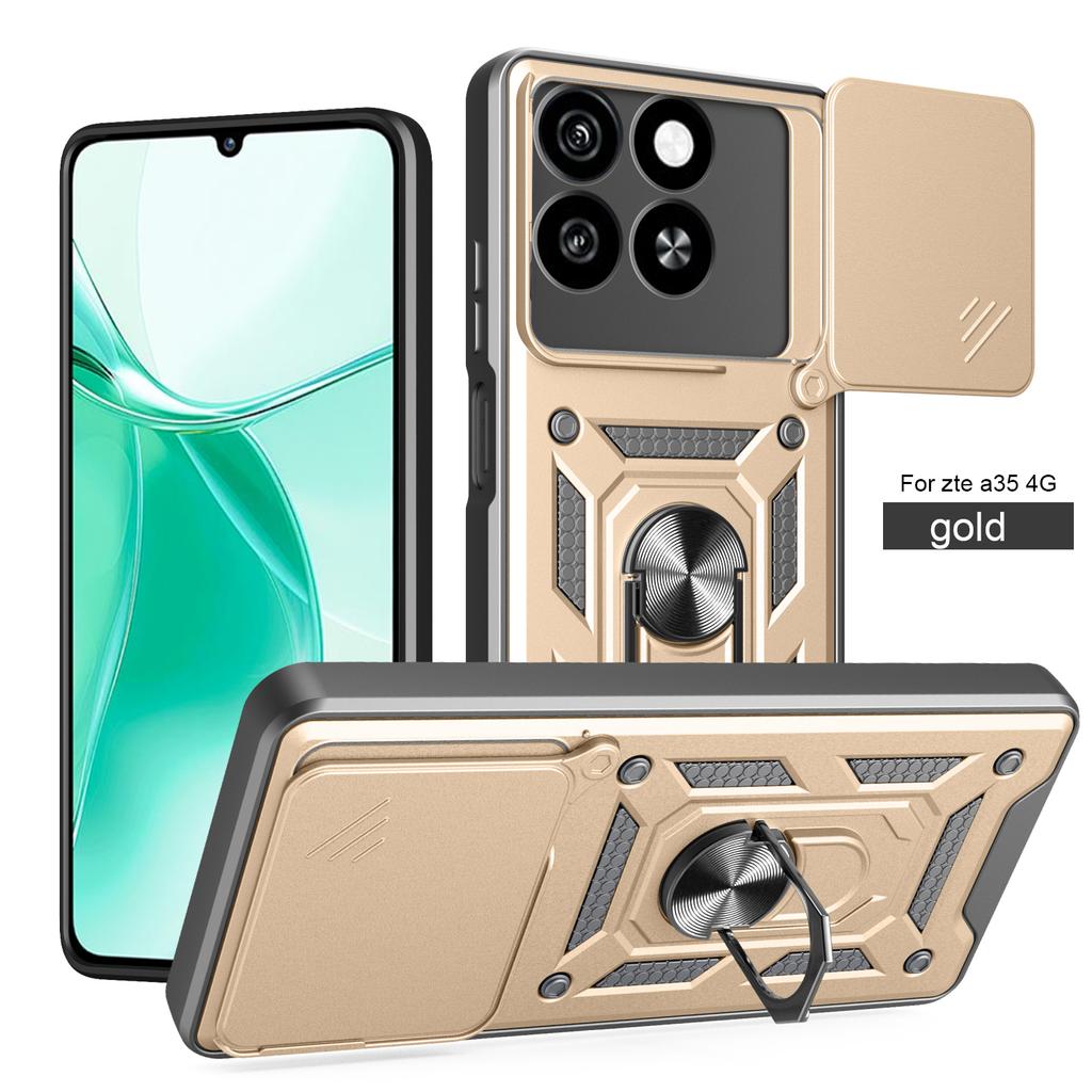 For ZTE Blade A35e Case ZTE Blade A35 Cover ZTE Blade A55 Magnetic Ring Holder Armor Phone Case Slide Camera Protect Back Cover