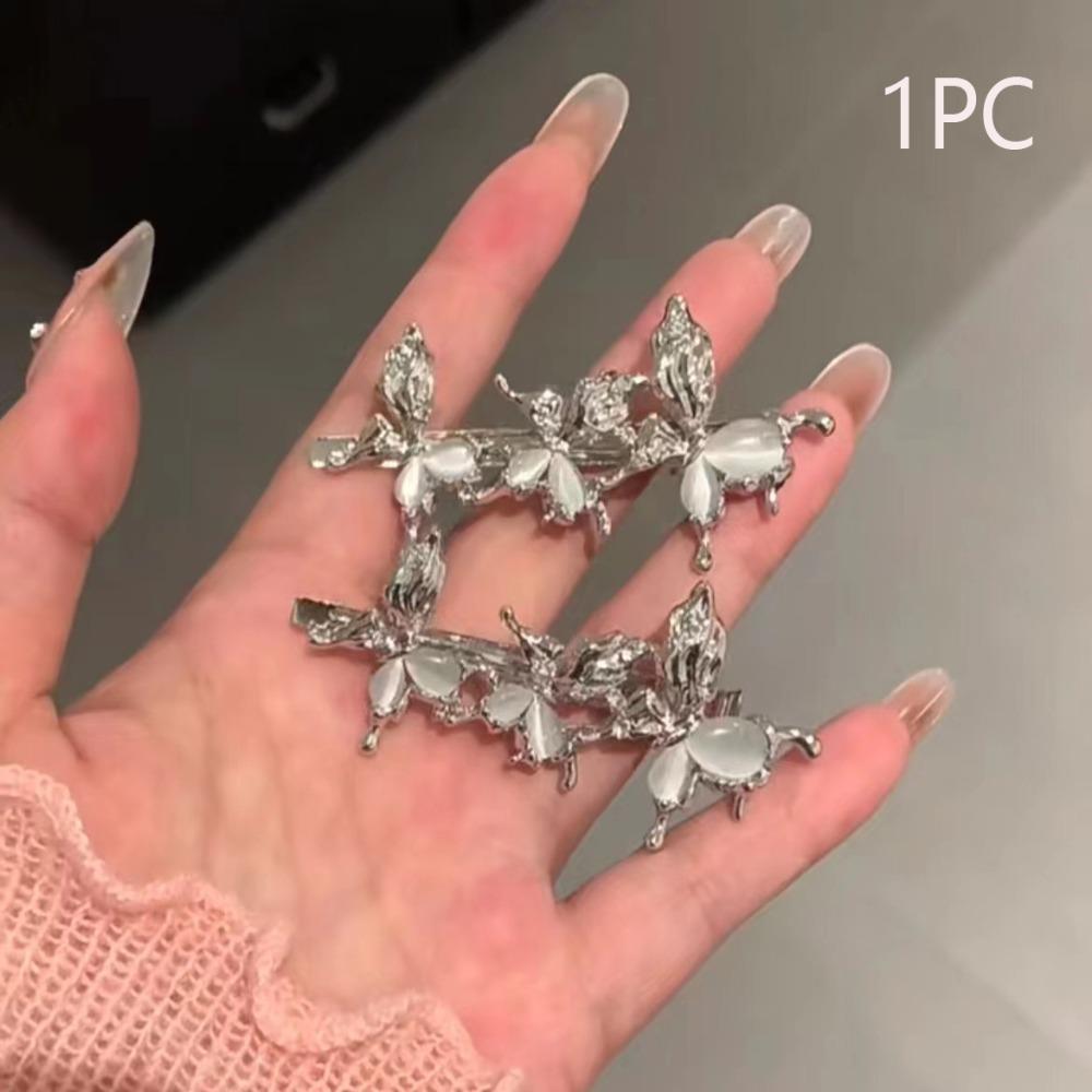 1pc Irregular Shape Cat Eye Zircon Hair Clips Butterfly Design Hair Barrettes  Girl Fashion