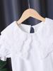 High-End Girls' Lace Collar White Summer Top - Thin Style, Short Sleeve