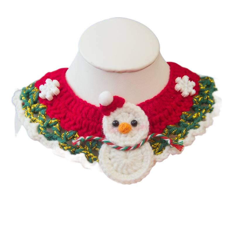 Hand-Knitted Wool Christmas Pet Snood Collar for Cats and Small Dogs