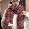 New Red Plaid Retro Lock Imitation Cashmere High End Couple Versatile Autumn and Winter Student Scarf Scarf Female Shawl