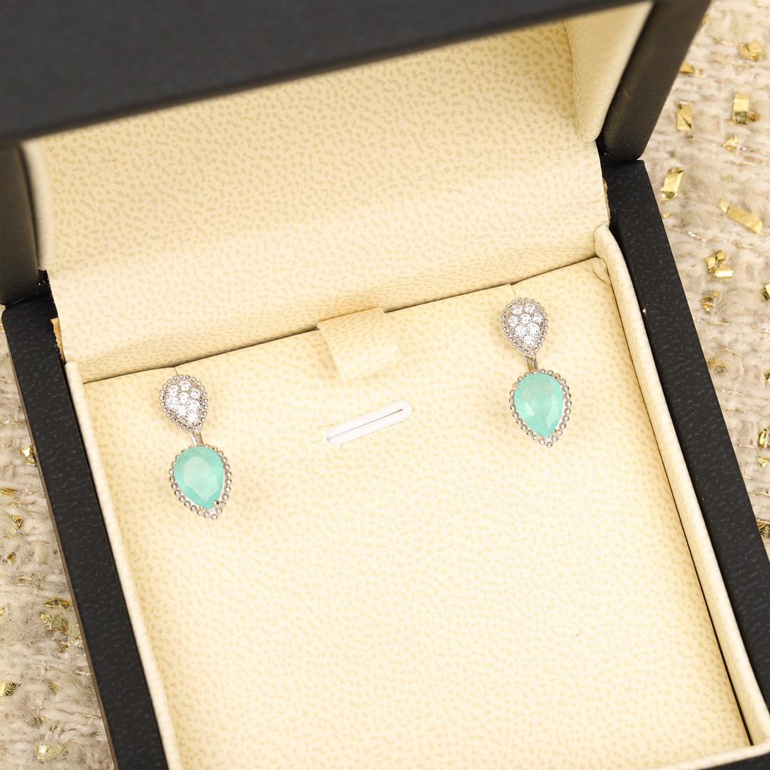 

2023 New Vintage Water Drop Diamond Earring for Women Luxury Jewelry Designer Eardrop Fashion Party 925 Silver Stud Earrings синий