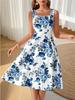 2026 Summer Floral Print Slim-Fit Spaghetti Strap Sleeveless Dress