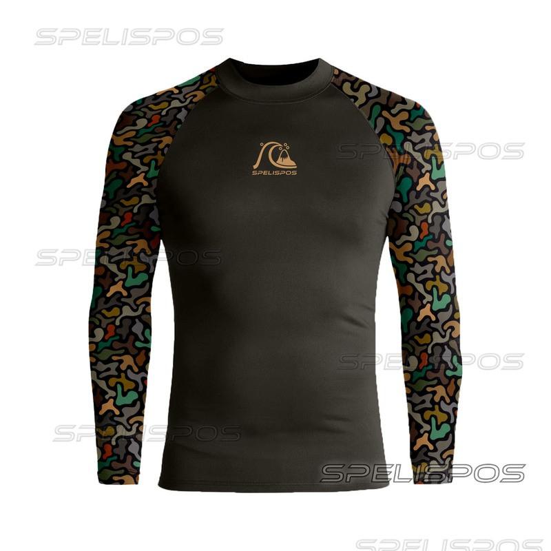 Ανδρικό Rash Guard με Μακριά Μανίκια UPF 50 για Surfing, Κατάδυση, Κολύμβηση, Αντηλιακή Προστασία, Γρήγορο Στέγνωμα, Κορυφή Στολή