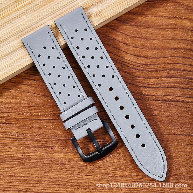 

Suitable For Samsung Watch Galaxy /5/6 Generation Leather Strap Huawei Gt20/22Mm Hole Strap 20mm silver buckle серый