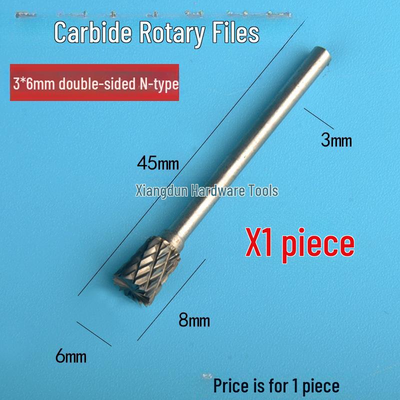 Tungsten Steel Carbide Rotary File Set - Double Grain Engraving and Milling Cutter for Woodworking, 3x6mm