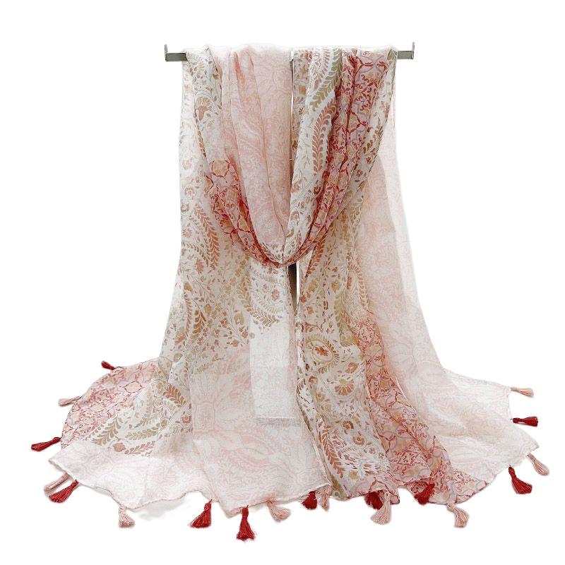 Fashion Luxury Petal Floral Tassel Viscose Shawl Scarf Lady High Quality Wrap Pashmina Stole Bufandas Muslim Hijab 180*90Cm