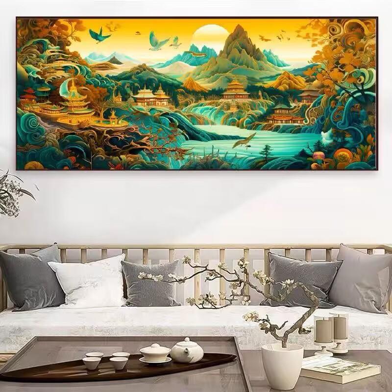 

5D Алмазная Картина Полная Алмазная Пэнлайская Ярмарка Миллион Журавлей Карта Паломничества Вышивка Крестом Мозаика Искусство Новый Стиль Декорации Для Гостиной Украшения Сделай Сам 100-50CM белый