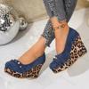 Platform Wedge Shoes Spring Autumn New Women Leopard Print Height Increase Fashion Single Shoes Comfortable Non Slip High Heels