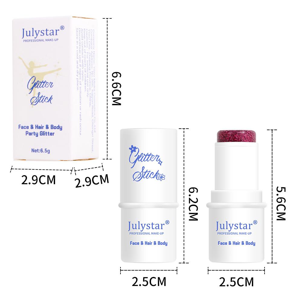 Julystar 8 Colors Face and Body Glitter Stick Festival Makeup Chunky Sparkle Eyeshadow Highlighter Shimmer Cream for Party Stage Rave Cosmetics