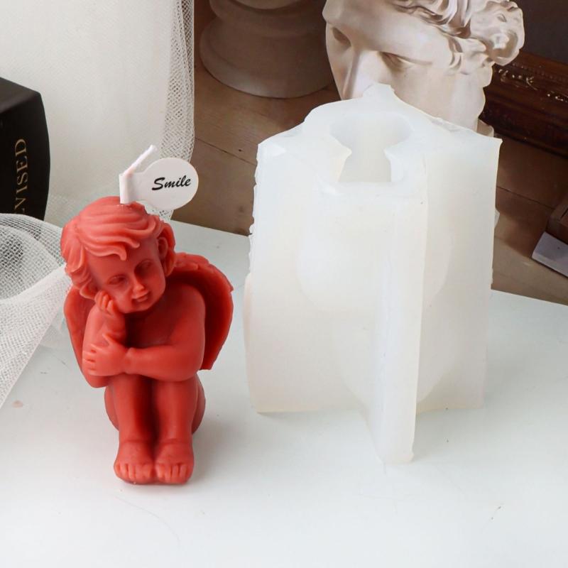 Angel Statue Candle Mold for Making Aromatherapy Candle Soap Fondant Baking Chocolate Molds DIY Craft Gypsum Ornaments