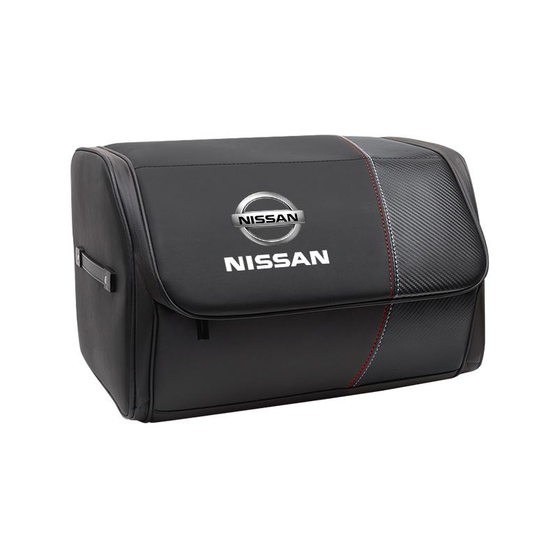 Caja Organizadora de Cuero con Logo de Coche Estuche de Almacenamiento para Maletero de Coche Para Nissan Qashqai J10 J11 Navara Juke GTR 350z Patrol Leaf X-trai