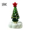 Crystal Holiday Decor Handmade Glass Christmas Tree Ornament with Star Top And Colorful Bead Details, Figurine Desktop Rotating for Home Tabletop