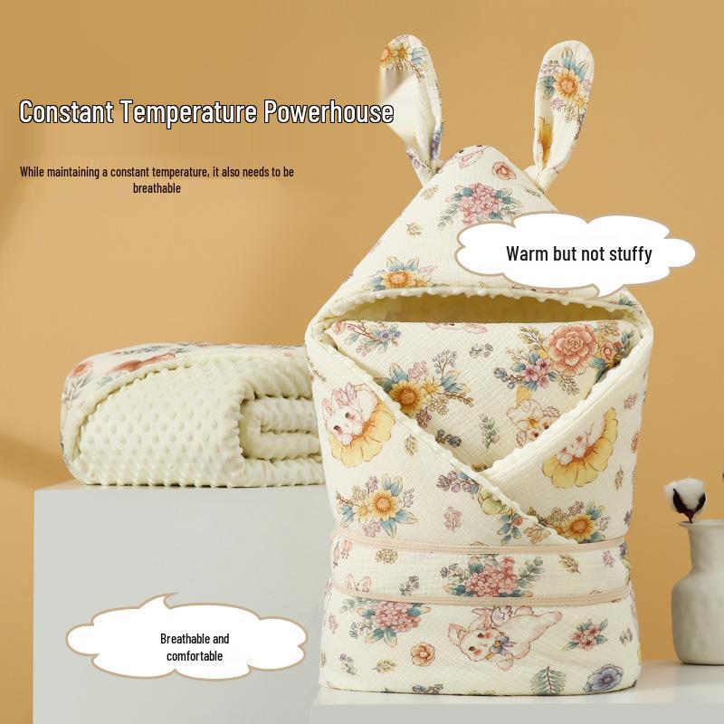 Premium Pure Cotton Newborn Swaddle: Thick Autumn/Winter Style with Plush Velvet for First Delivery Room Use