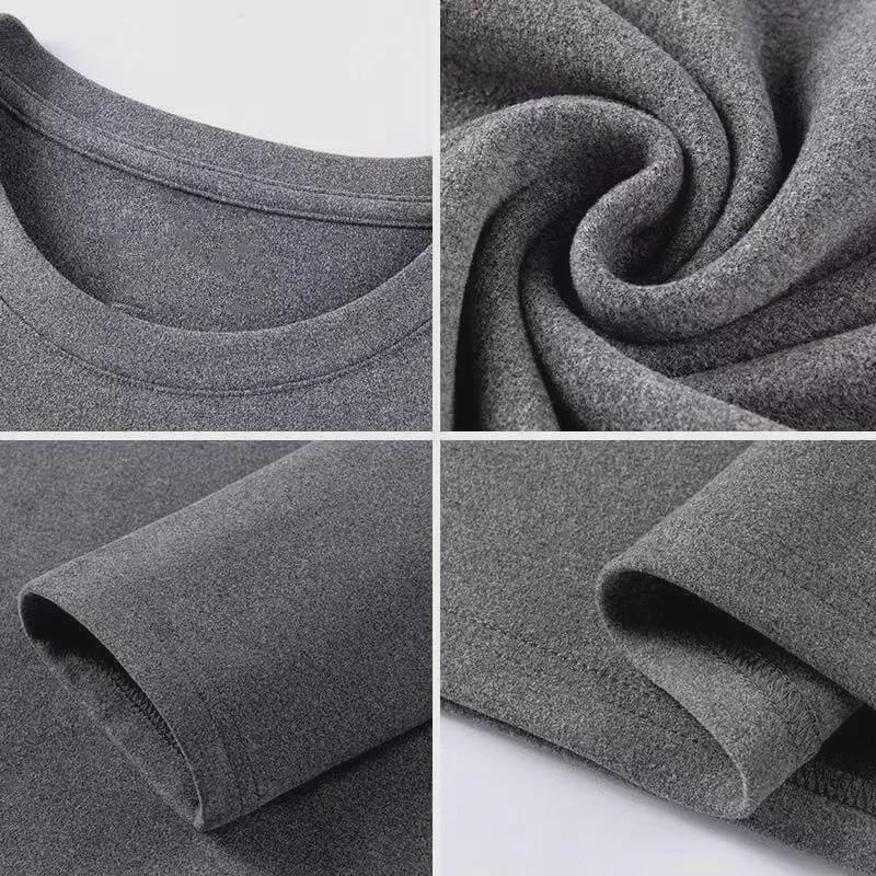 Double-Sided German Velvet Long-Sleeve T-Shirt - Autumn & Winter Style with Printed Solid Color Design