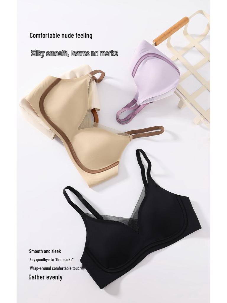 Seamless Jelly Underwear: Women's Light, Breathable Mesh, Wirefree Bra with Petal Cup Support