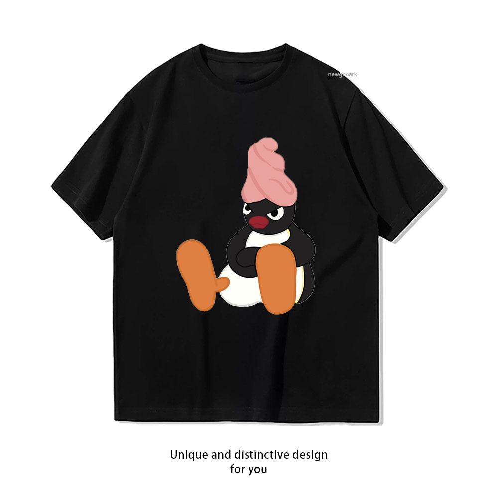 Pingu Mood Shower Shirt Summer Woman Man Casual Breathable Printed Tshirt Fashion Oneck S3XL Tops Couple Gift Shortsleev
