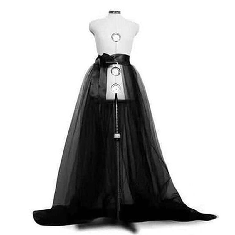Black Tulle See-Through Midi Skirt Evening Dress - Vintage Prom and Party Attire
