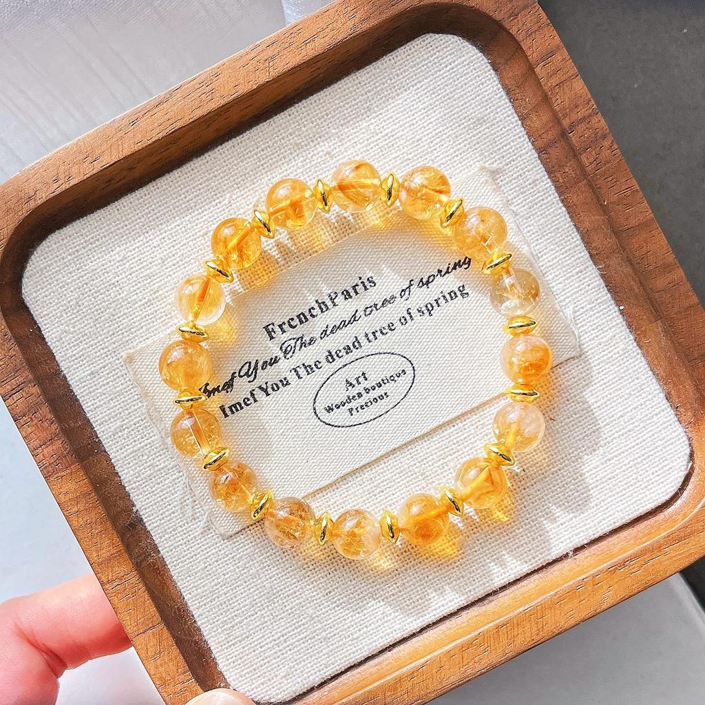8Mm Autumn And Winter Retro Maillard High Quality Natural Citrine Bracelet Bracelet For Women