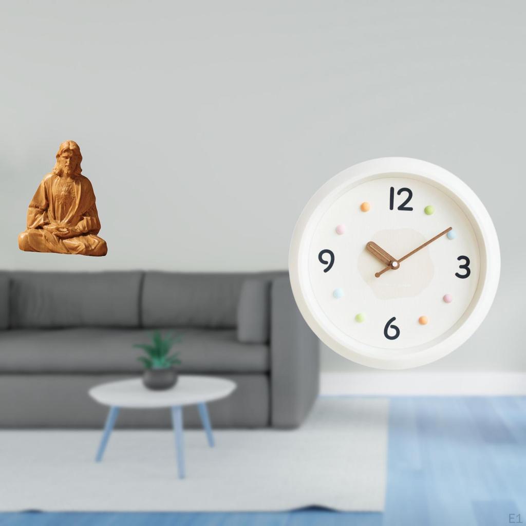 Sacred Heart Jesus Statue Modern Wall Clock Collectible Figurine Decorative Numerals Quiet Hanging