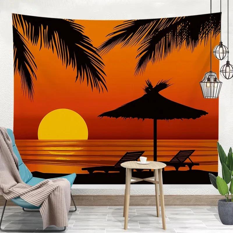 Sunset Beach Landscape Pattern Tapestry Fashion Home Decor Bedroom Living Room Tapestry