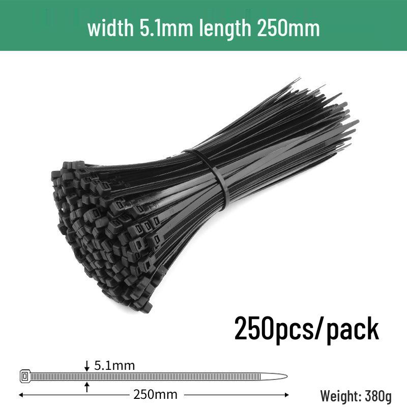 Black Self-Locking Nylon Cable Tie with Strong Anti-Theft Buckle