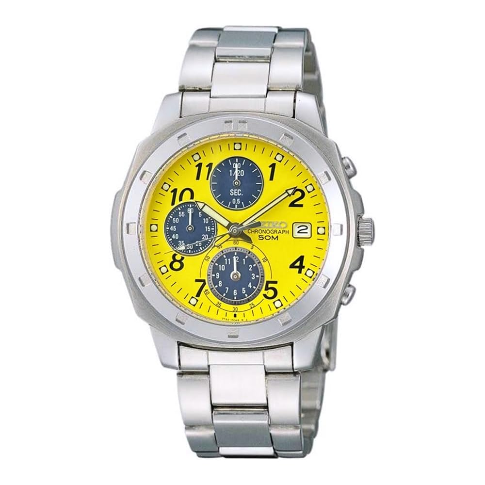 

Seiko Chronograph Quartz Watch SND409P Men s Silver 1/20 Second Timing Water Resistant