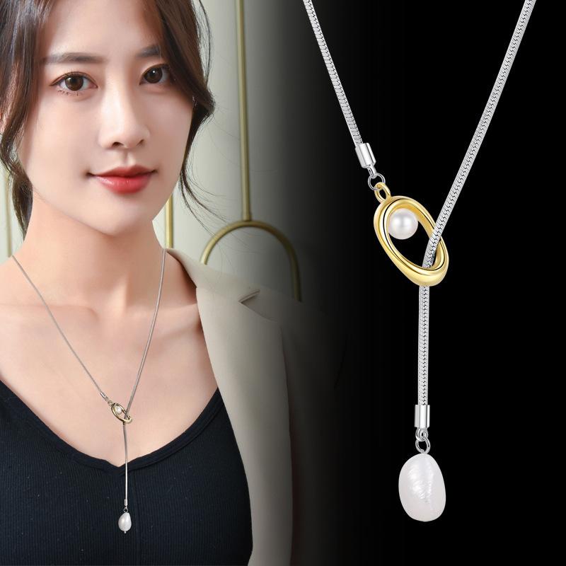 Simple Design Sweater Necklace Women's High-end Long Necklace Niche Temperament Double-layer Sweater Chain Jewelry