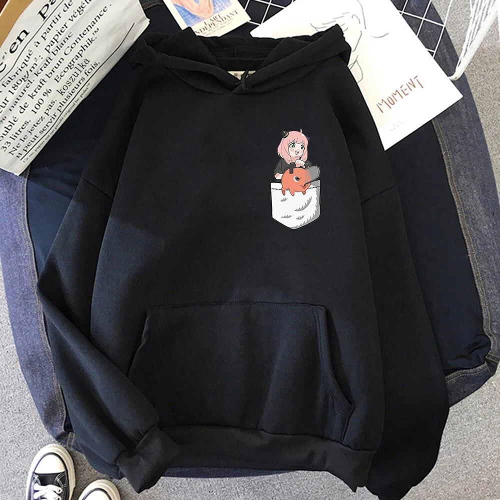 Cute Anya and Pochita Classic Hoodie Hoodies Winter Anime SPY X FAMILY Women Spring/Autumn Unisex Sweatshirt Harajuku Sudaderas Unisex