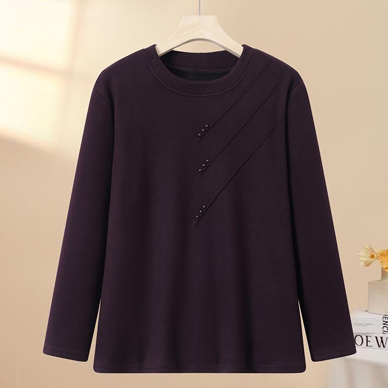 

Plus Size Velvet Warm Autumn T-shirt for Middle-aged Women - Belly Concealing 4XL фіолетовий