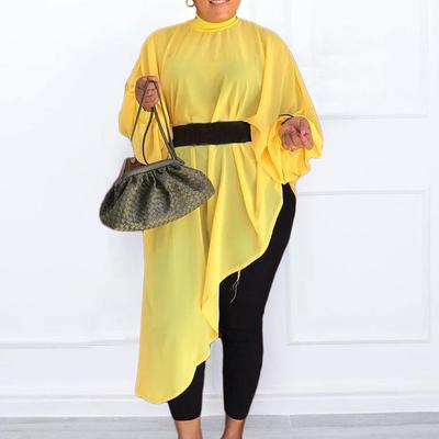 Afrikanische Damenmode Einfarbig Übergröße Unregelmäßiges Chiffonkleid