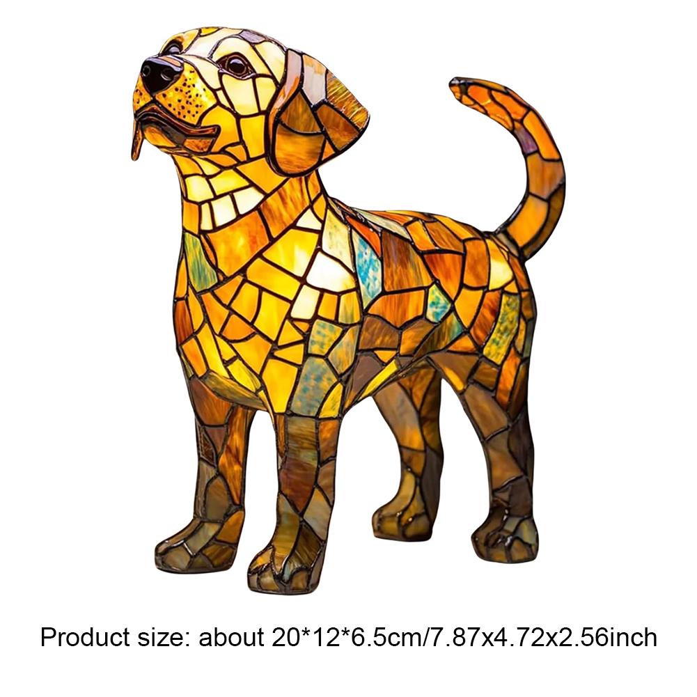 Colored Resin Animal LED Light Dog Series Art Night Light 3D Stained Resin French Handmade Table Lamp Pet Bedroom Ornaments