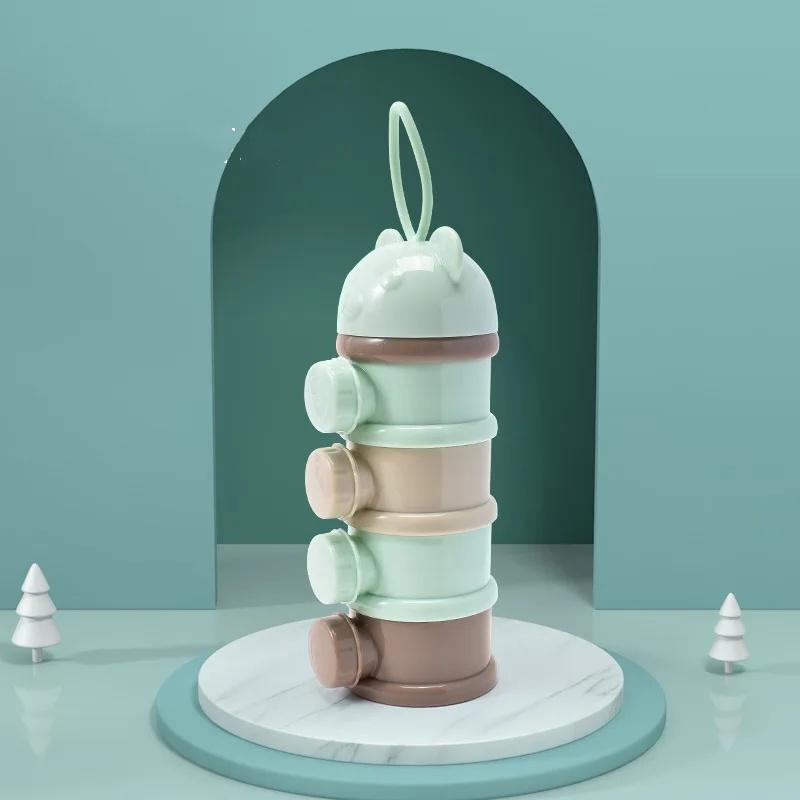 3/4Layer Portable Baby Food Storage Box Cartoon Milk Powder Dispenser for Toddlers, Snack Container for Infants, Kids Lunch Box