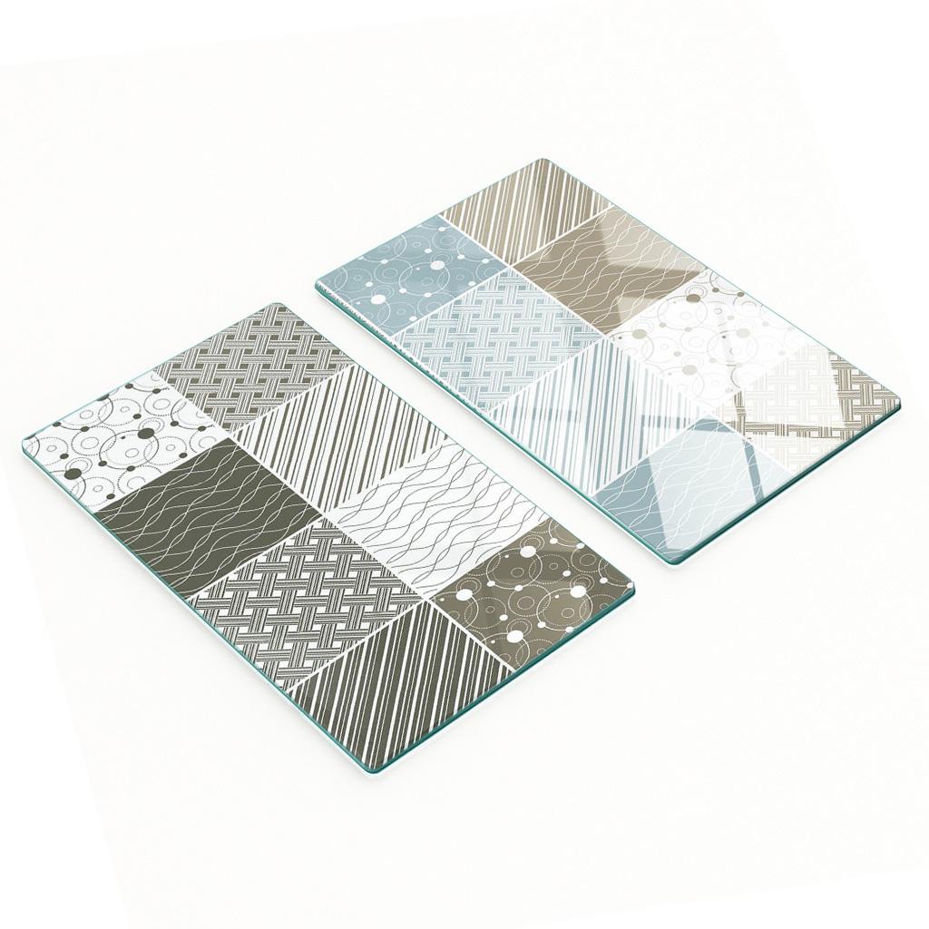 Decorative Tempered Glass Cutting Boards Geometric Pattern 2x30x52 Cm