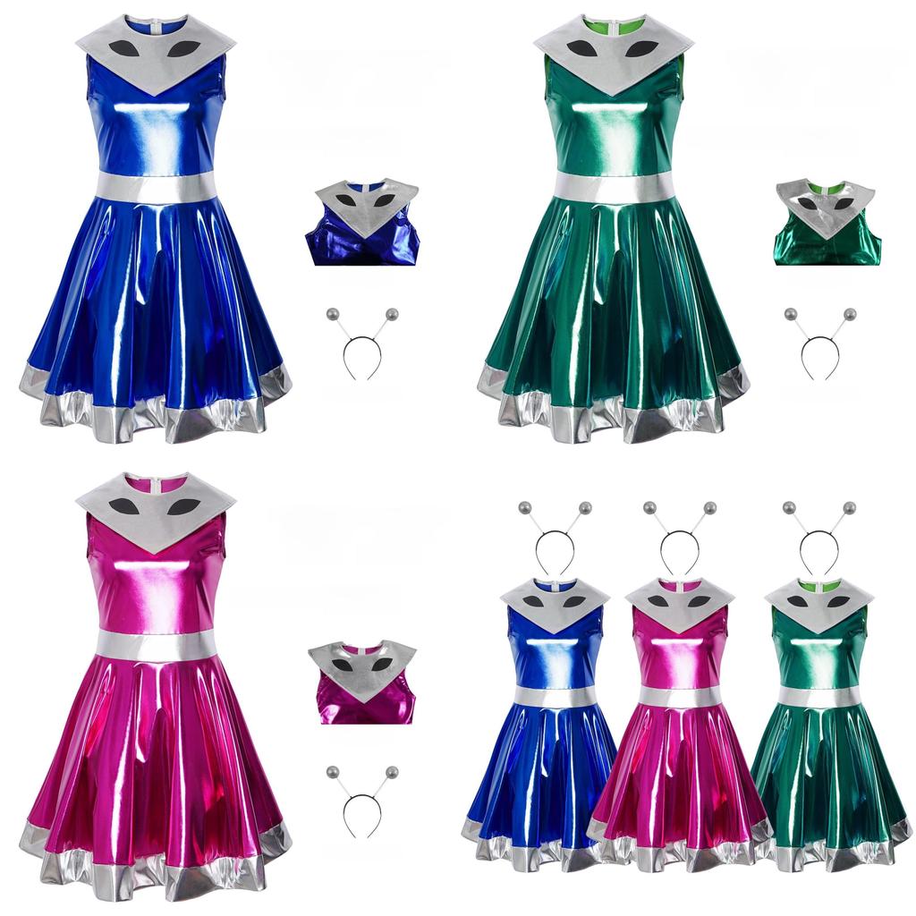 Robot Metal Color Dress Cosplay Costume For Halloween And Movie Roleplay