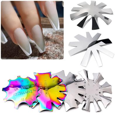 Nail Art Symphony Šablóna na tvarovanie francúzskej manikúry, Model z oceľovej platne na tvarovanie, Nerezová šablóna na výrobu kryštálových nechtov