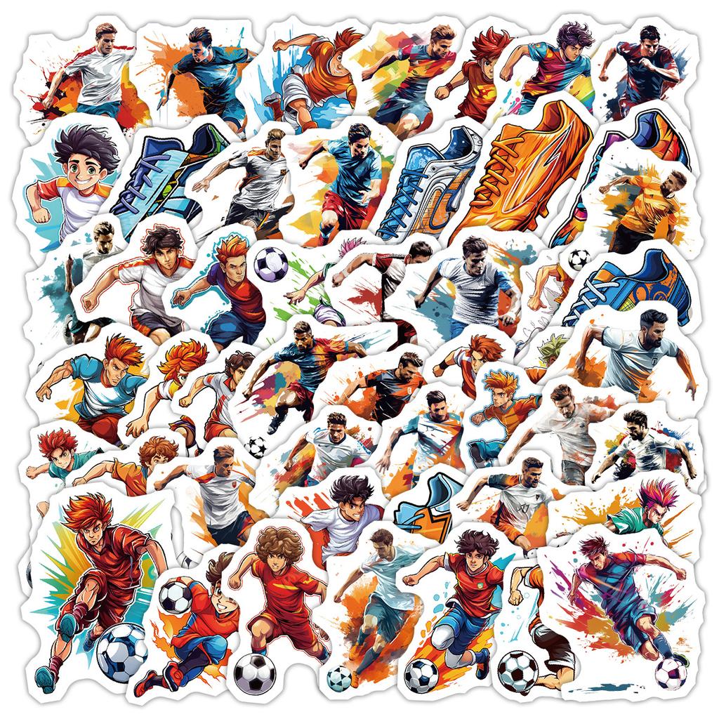50 Cute Style Football Doodle Stickers Water Cup Suitcase Waterproof Decorative Stickers Creative Sports Stickers