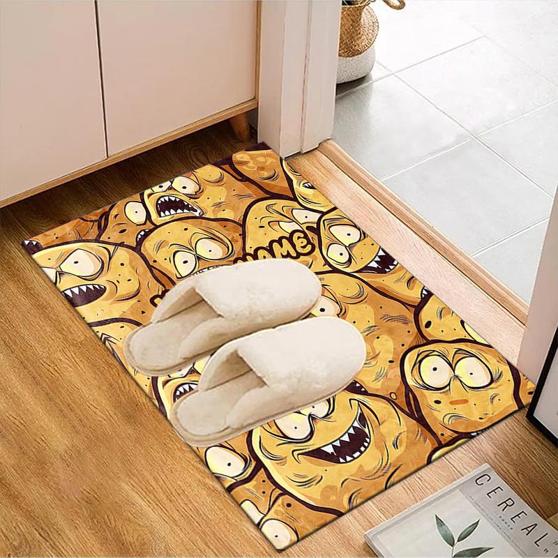 1PC Custom Name "Mad Potato Faces" Theme Floor Mat Ideal for Living Room, Game Rooms, Office, Bedroom, Floor Mat Playful Design