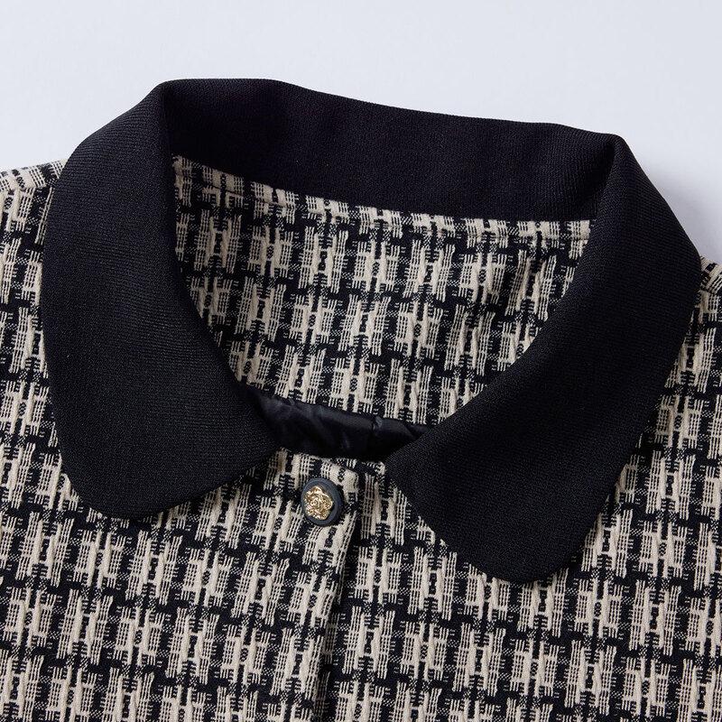 Past Mid-Aged Women's Plaid Lapel Jacket