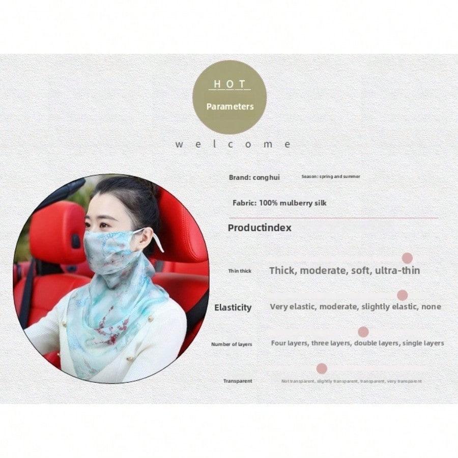 Mulberry silk veil silk mask neck protection integrated summer mask thin face covering scarf shawl women