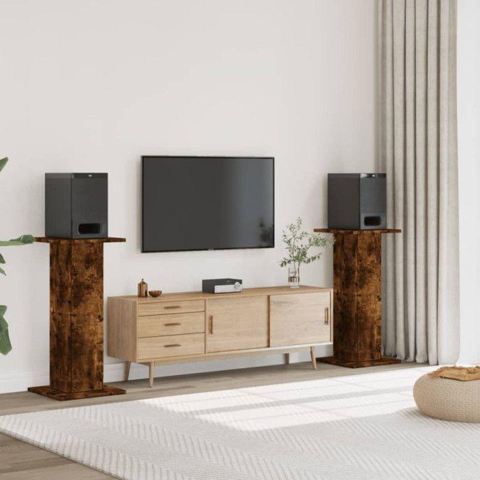 Speaker Stands 2 Pcs Smoked Oak Engineered Wood