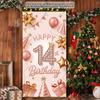 Happy Birthday Door Curtain Rimbol Letters Cake Balloons Polyester Home Decor
