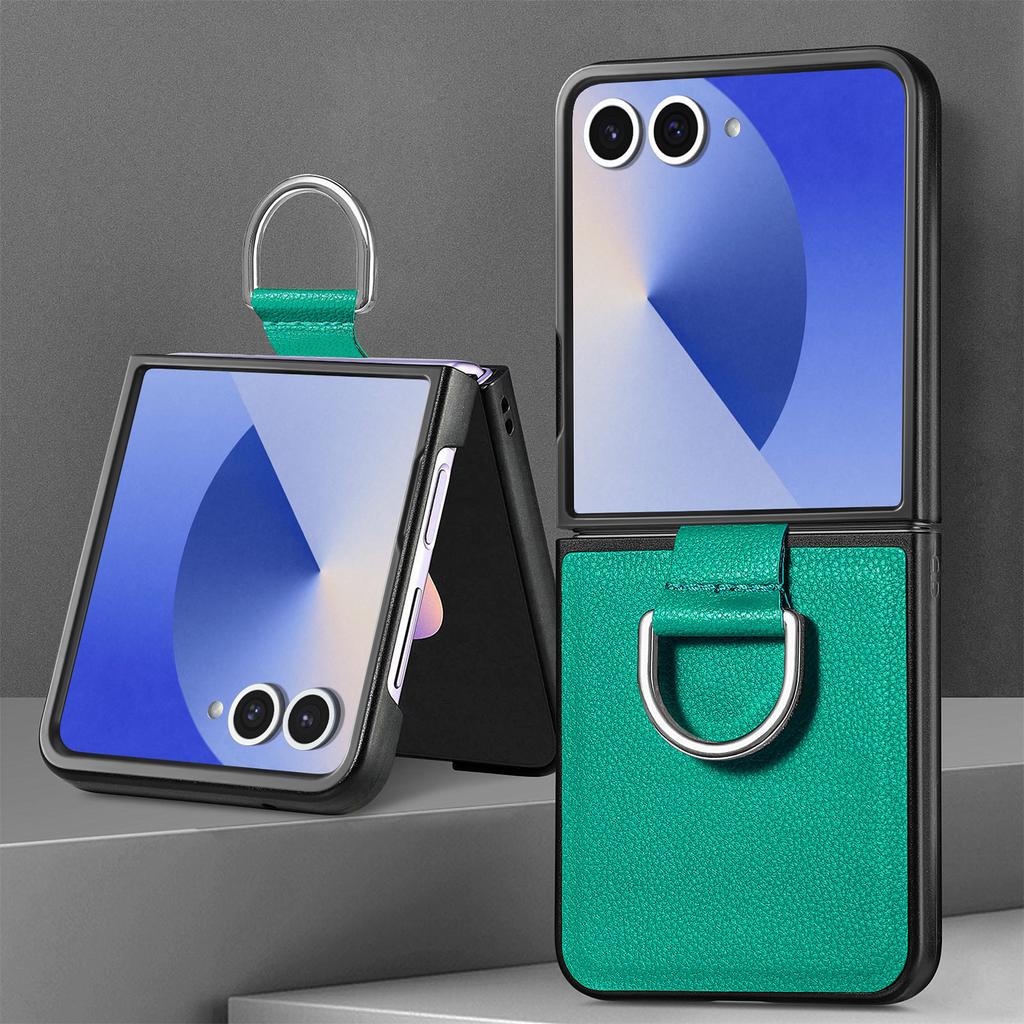 Kožené pouzdro s držákem na prsten pro Samsung Galaxy Z Flip7 5G Flip 7 Flip6 Flip 6 5 4 3 2 1 Flip5 Flip4 Flip3 Flip2 Ochranná pouzdra