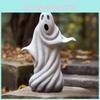 Verspieltes weißes Geister-Rasenornament, fesselnde Gartenfigur aus Kunstharz, perfekt für Halloween