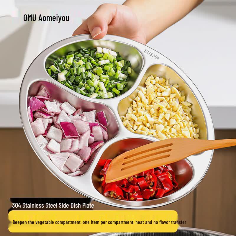 Aomeiyou 304 Edelstahl geteilte Meal Prep Platte