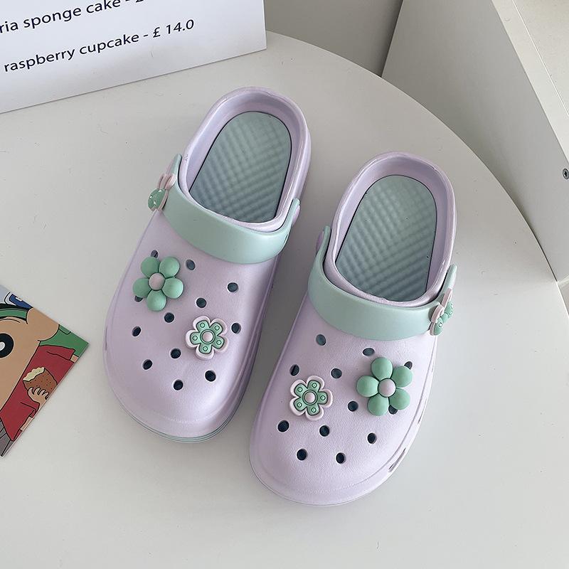 Hole Shoes Summer 22 New Thick-soled Comfortable Bag Head Half Drag Non-slip Outer Wear Beach Sandals