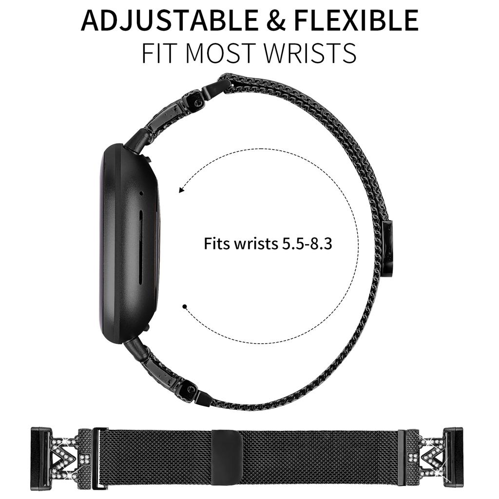 Μπρασελέ Μιλανέζ Μ-Τύπου για Fitbit Versa 4/Sense 2 Μεταλλικό Λουράκι από Ανοξείδωτο Ατσάλι