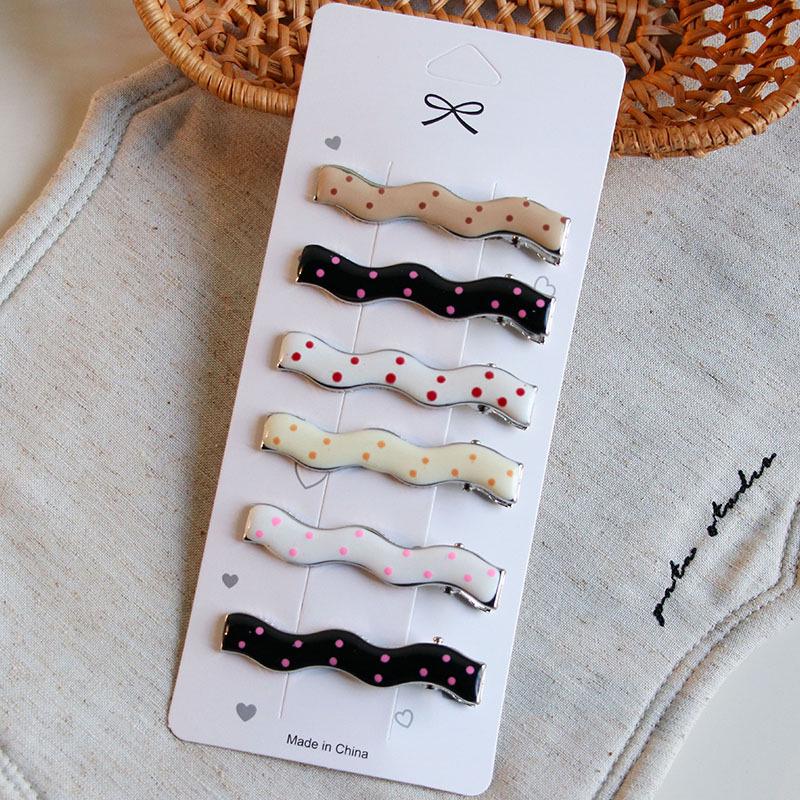 Multicolor Polka Dot Geometric Enamel Hair Clip Set
